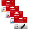 Canon CLI-551 Inkjet Cartridges Page Life 1427pp C/M/Y/K Ref 6509B009 [Pack 4] | 148727