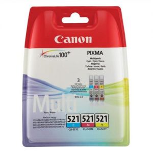 Canon CLI-521 Inkjet Cartridges Cyan/Magenta/Yellow Ref 2934B007 [Pack 3] | 877860