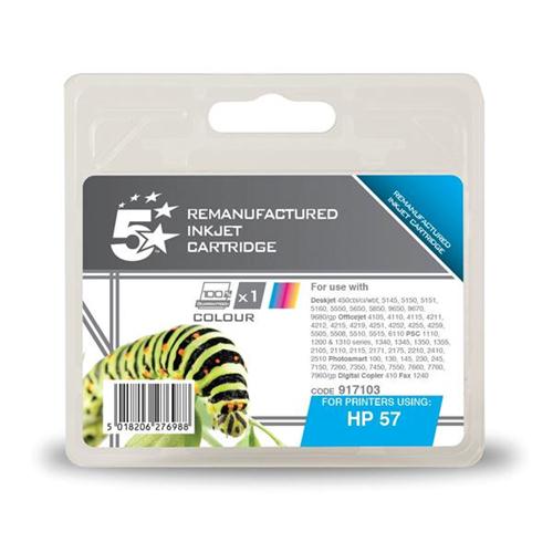 5 Star Office Remanufactured Inkjet Cartridge Page Life 390pp Colour [HP No. 57 C6657AE Alternative] | 917103