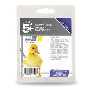 5 Star Office Remanufactured Inkjet Cartridge Page Life 400pp Yellow [Brother LC1000Y Alternative] | 926724