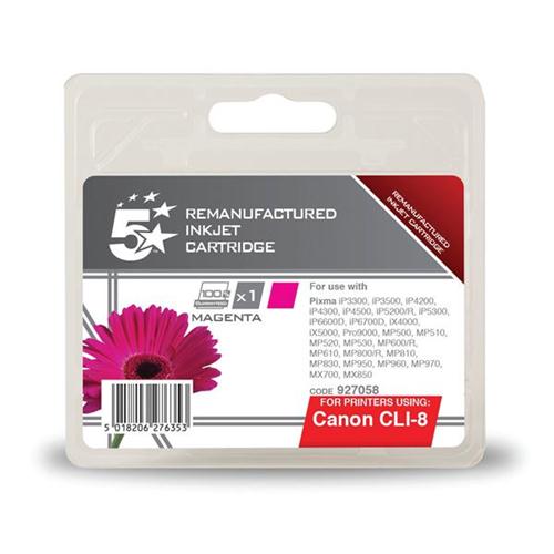 5 Star Office Remanufactured Inkjet Cartridge Page Life 715pp Magenta [Canon CLI-8M Alternative] | 927058