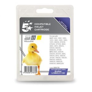 5 Star Office Remanufactured Inkjet Cartridge Page Life 325pp Yellow [Brother LC1100Y Alternative] | 929178