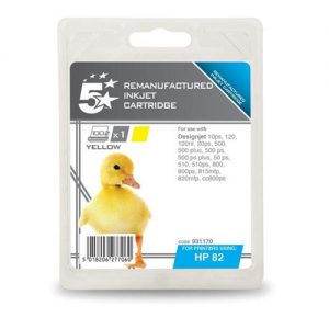 5 Star Office Remanufactured Inkjet Cartridge Yellow [HP No. 82 C4913A Alternative] | 931170