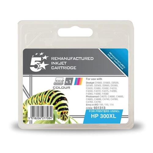5 Star Office Remanufactured Inkjet Cartridge Page Life 440pp Colour [HP No. 300XL CC644EE Alternative] | 931313