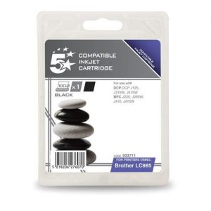 5 Star Office Remanufactured Inkjet Cartridge Page Life 300pp Black [Brother LC985BK Alternative] | 933711