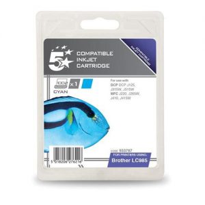 5 Star Office Remanufactured Inkjet Cartridge Page Life 260pp Cyan [Brother LC985C Alternative] | 933787
