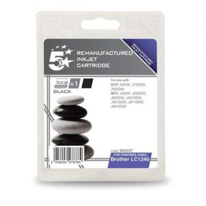 5 Star Office Remanufactured Inkjet Cartridge Page Life 600pp Black [Brother LC1240BK Alternative] | 934237