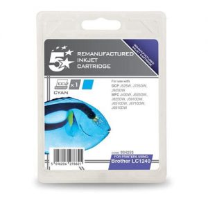 5 Star Office Remanufactured Inkjet Cartridge Page Life 600pp Cyan [Brother LC1240C Alternative] | 934253