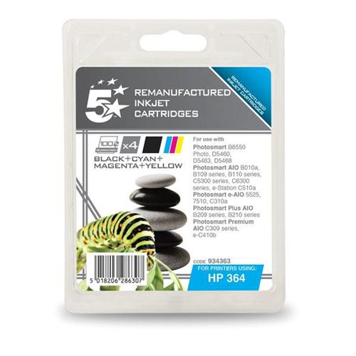 5 Star Office Remanufactured Inkjet Cartridge 4 Colour [HP No. 364 SD534EE Alternative] [Pack 4] | 934363