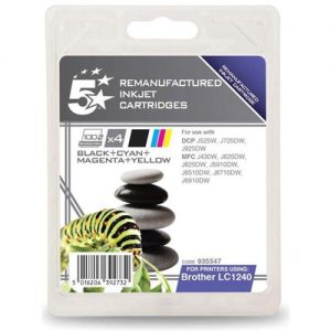 5 Star Office Remanufactured Inkjet Cartridges 600pp 4-Colour [Brother LC1240VALBP Alt] [Pack 4] | 935547
