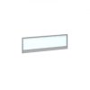 Straight glazed desktop screen 1200mm x 380mm - polar white with silver aluminium frame |