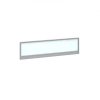Straight glazed desktop screen 1400mm x 380mm - polar white with silver aluminium frame |