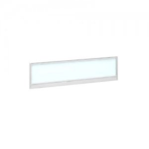 Straight glazed desktop screen 1400mm x 380mm - polar white with white aluminium frame |