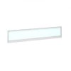 Straight glazed desktop screen 1800mm x 380mm - polar white with white aluminium frame |